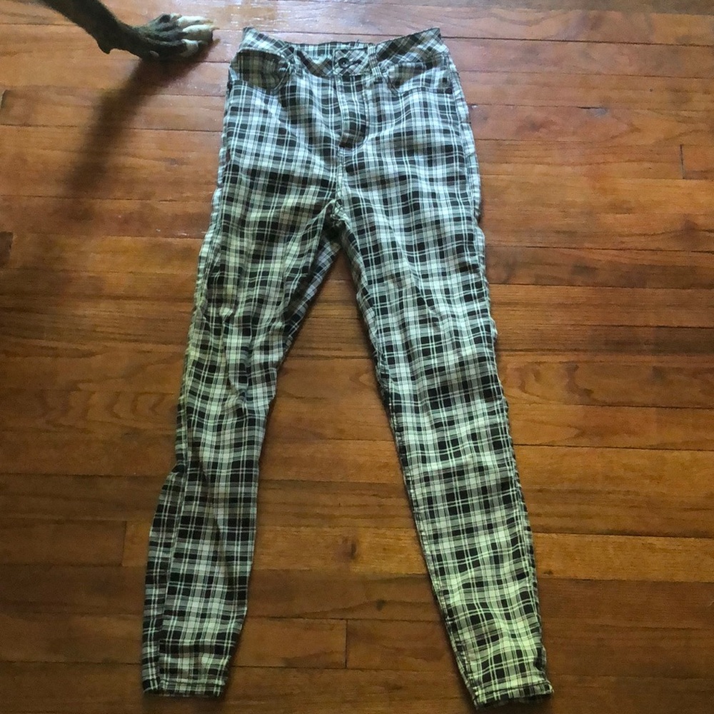 super high waisted plaid jeans/leggings